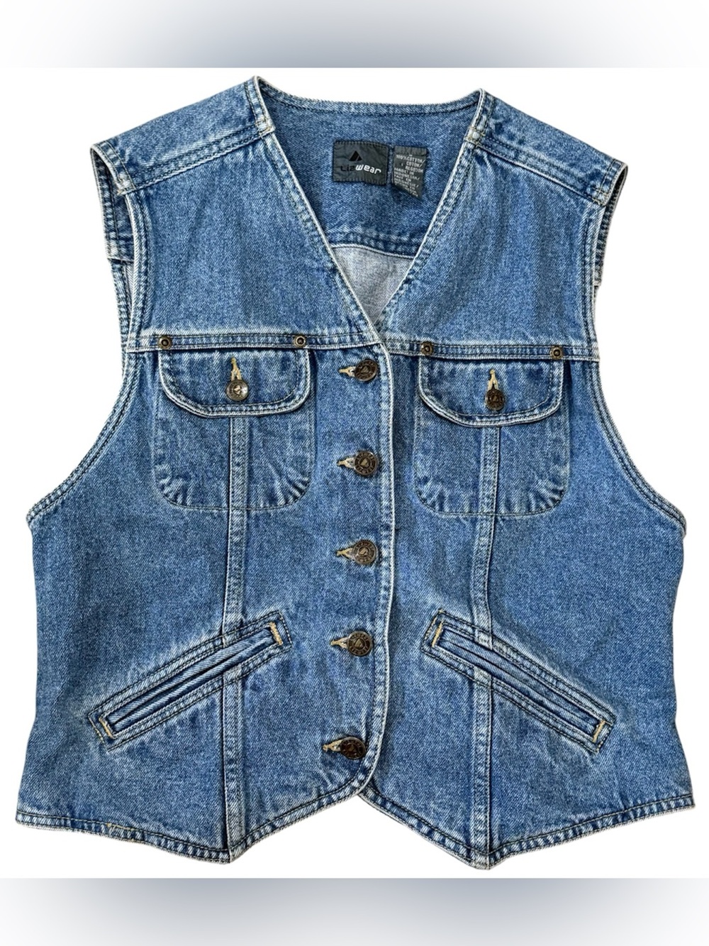 Lizwear Denim Vest Womens S Blue Vintage 90s Coastal Grandmother Indie Western